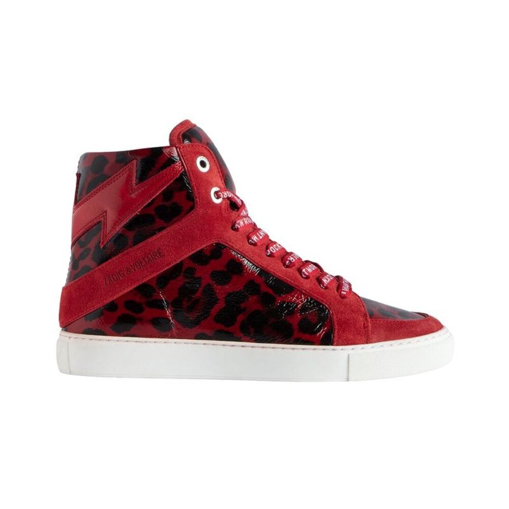 Zadig & Voltaire High Flash Shiny Leather Sneaker, Red